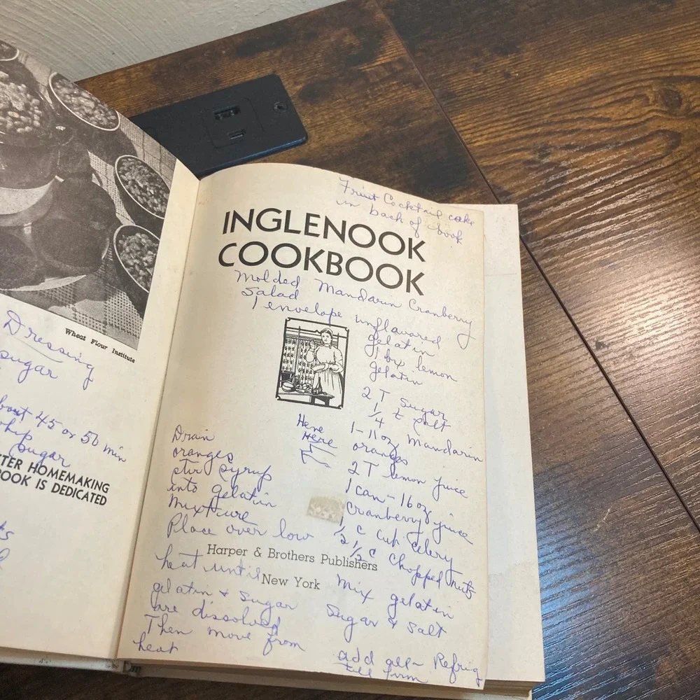 Inglenook Cookbook Harper & Brothers Brethren Recipes Hardcover Vtg 1940s